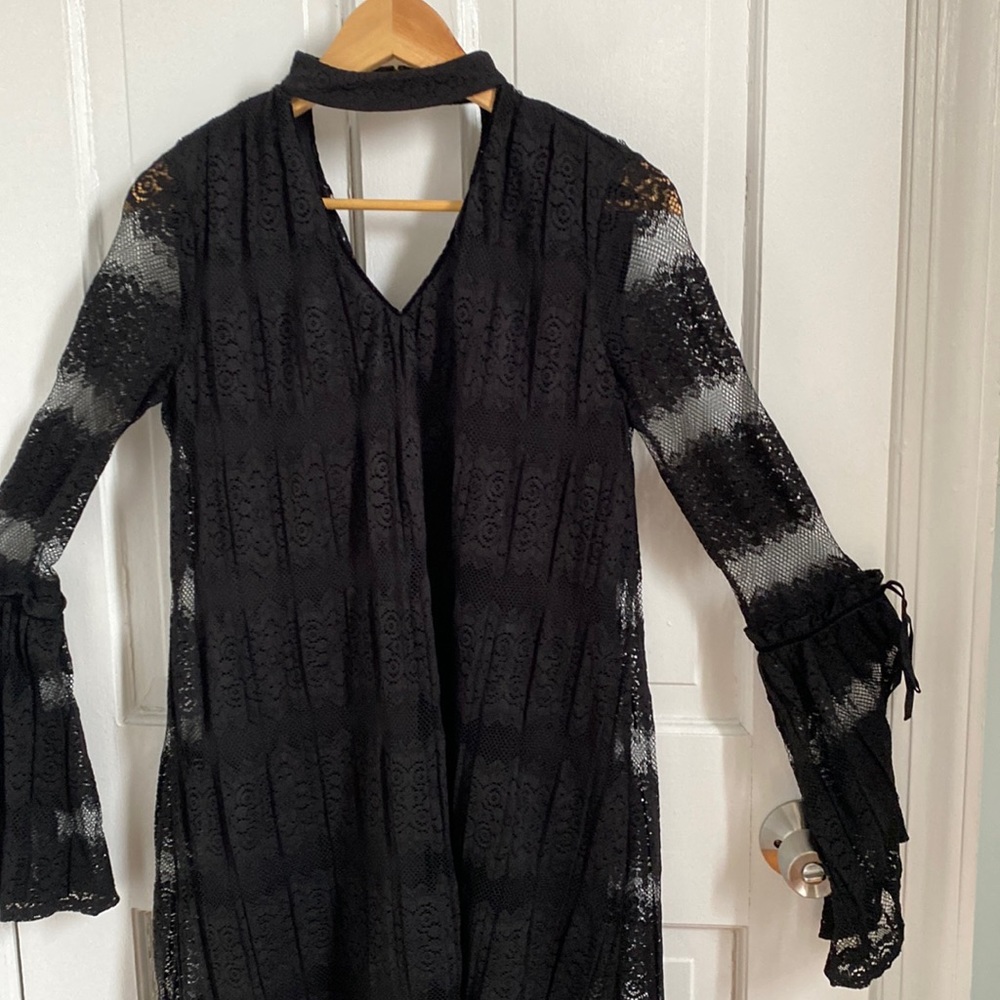 laundry by Shelli Segal long sleeve mini dress black 0